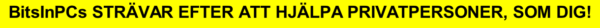 BitsInPCs STRÄVAR EFTER ATT HJÄLPA PRIVATPERSONER, SOM DIG!
