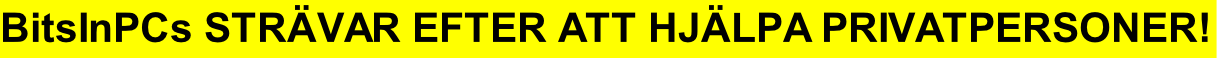 BitsInPCs STRÄVAR EFTER ATT HJÄLPA PRIVATPERSONER!
