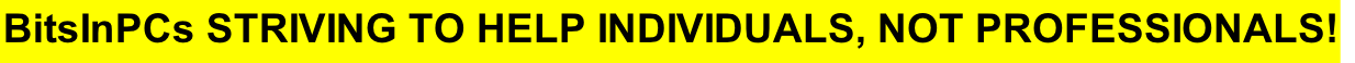 BitsInPCs STRIVING TO HELP INDIVIDUALS, NOT PROFESSIONALS!
