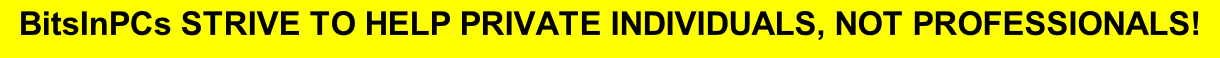 BitsInPCs STRIVE TO HELP PRIVATE INDIVIDUALS, NOT PROFESSIONALS!

