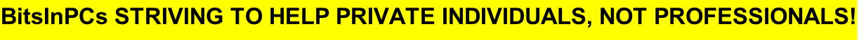 BitsInPCs STRIVING TO HELP PRIVATE INDIVIDUALS, NOT PROFESSIONALS!
